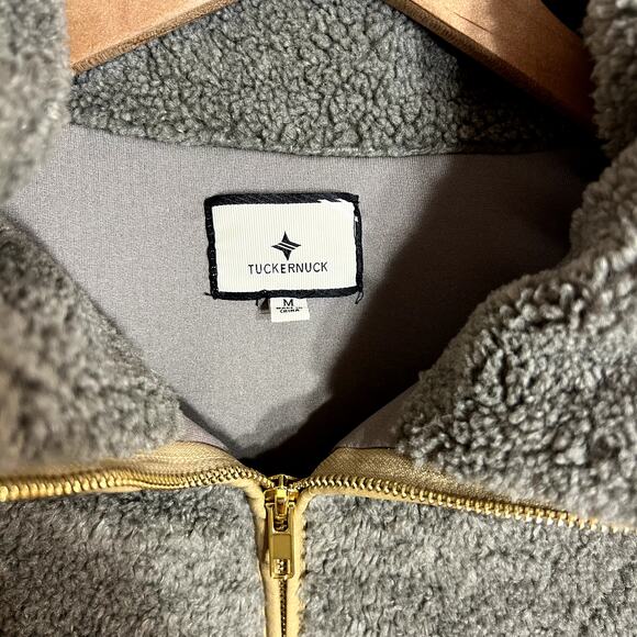 Tuckernuck Olive Rhodes Shearling Quarter Zip - Picture 3 of 5